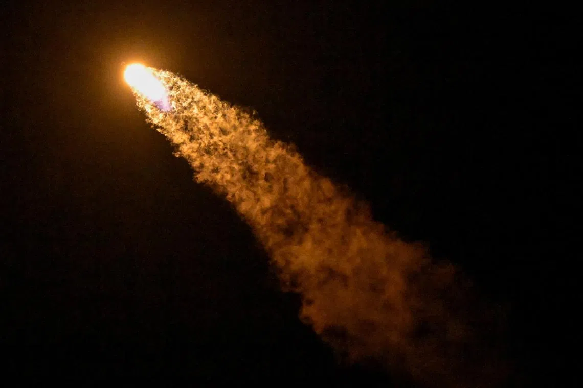 A SpaceX Falcon 9 rocket and Dragon spacecraft lifts off on NASA's Crew-12 mission to the International Space Station, carrying NASA astronauts Jessica Meir and Jack Hathaway, ESA astronaut Sophie Adenot and Russian cosmonaut Andrey Fedyaev, from Launch Complex 40 at the Cape Canaveral Space Force Station in Cape Canaveral, Florida, U.S., February 13, 2026. REUTERS/Steve Nesius