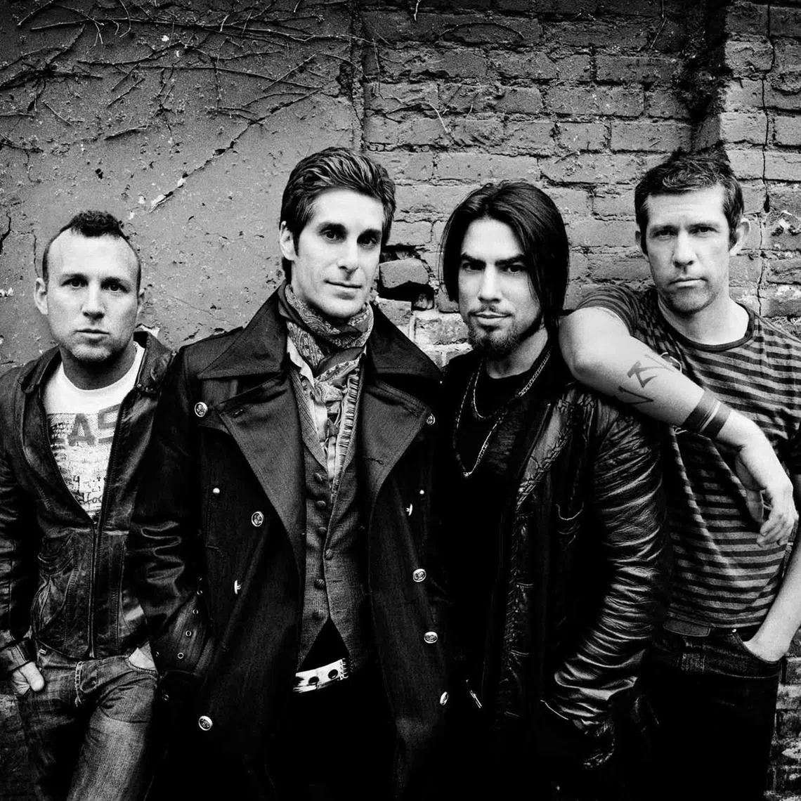 (From left) Stephen Perkins, Perry Farrell, Dave Navarro and Eric Avery of American rock band Jane's Addiction.
