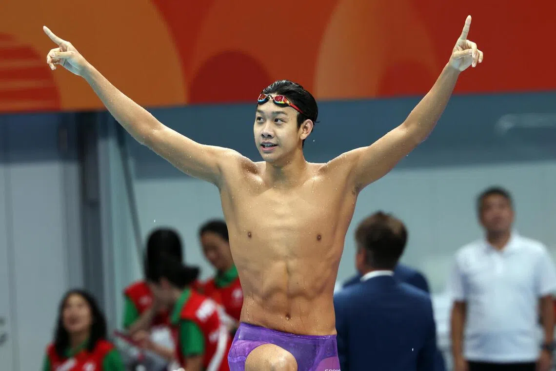 China’s Zhang Zhanshuo broke the Asian Games record when he won the men’s 200m freestyle in 1min 43.49sec for his fourth gold at his first Asiad.