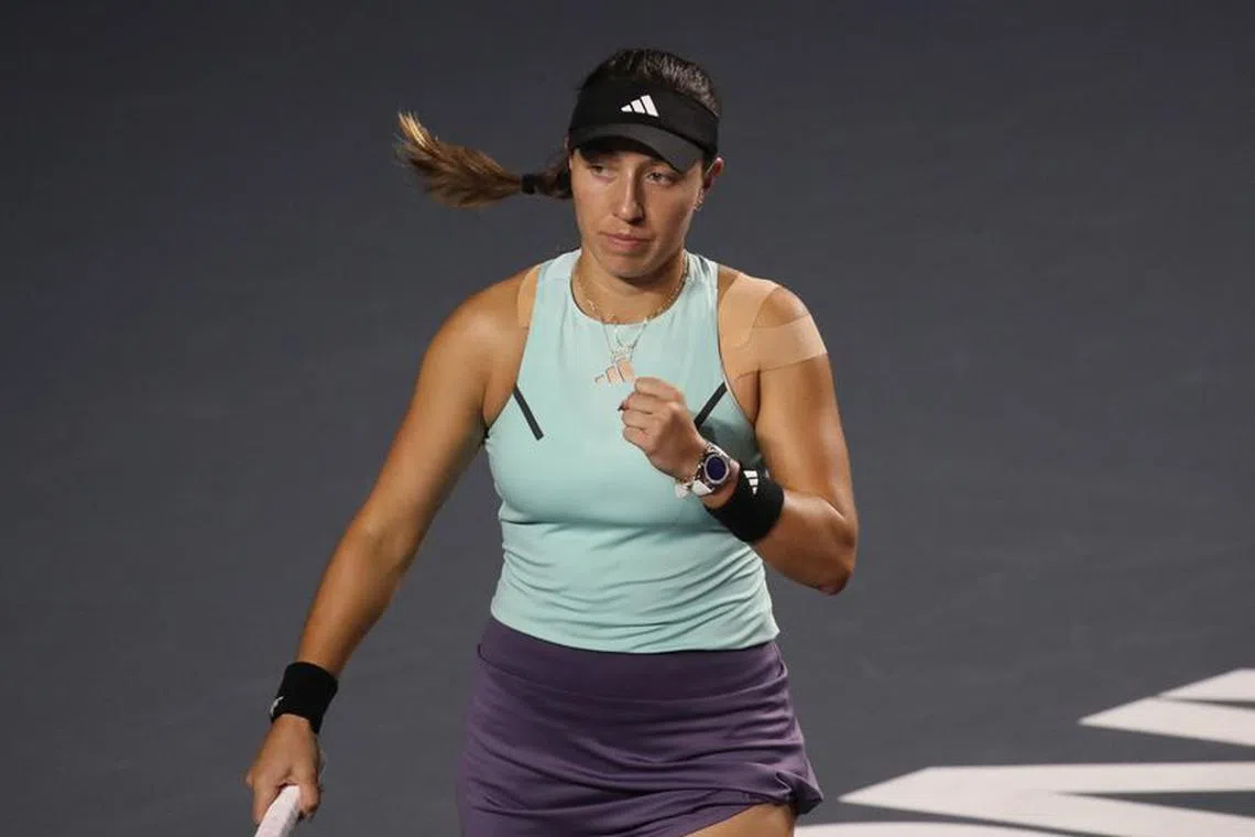 Tennis - WTA Finals - Cancun, Mexico - November 4, 2023 Jessica Pegula of the U.S. reacts during her semi final match against Coco Gauff of the U.S. REUTERS/Henry Romero/File Photo