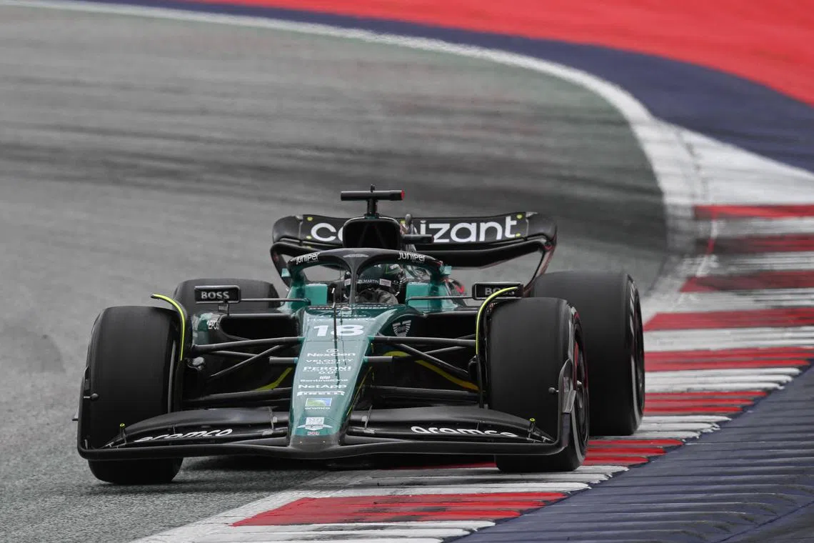 Aston Martin's Canadian driver Lance Stroll competes during the Formula One Austrian Grand Prix.