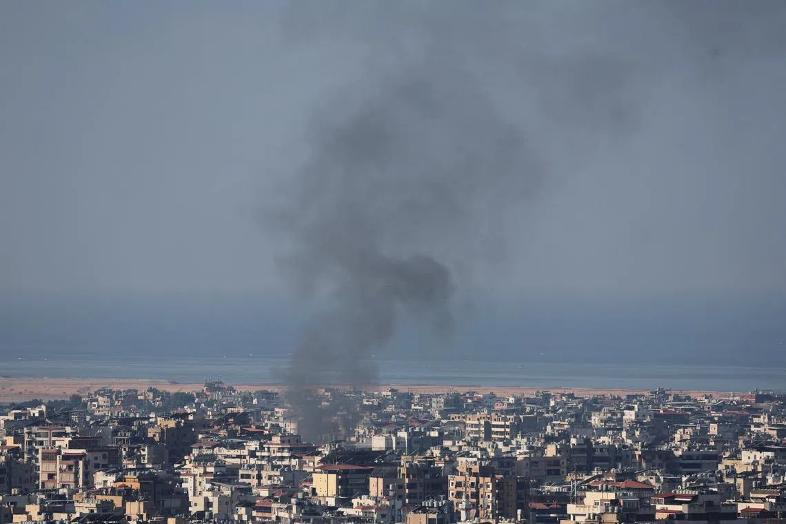 Smoke rises over Beirut's southern suburbs after Israeli air strikes, amid ongoing hostilities between Hezbollah and Israeli forces, as seen from Sin El Fil, Lebanon, October 11, 2024. REUTERS/Amr Abdallah Dalsh