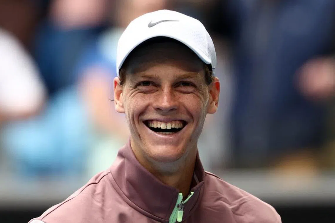 Tennis - Australian Open - Melbourne Park, Melbourne, Australia - January 19, 2024 Italy's Jannik Sinner reacts after winning his third round match against Argentina's Sebastian Baez REUTERS/Eloisa Lopez