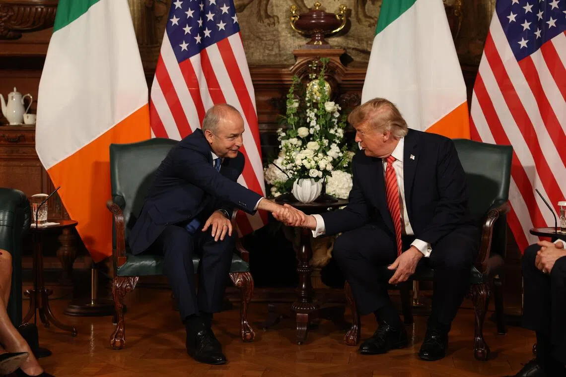 Ireland’s Prime Minister Micheal Martin (left) and US President Donald Trump met during Trump’s two-day visit to Ireland.