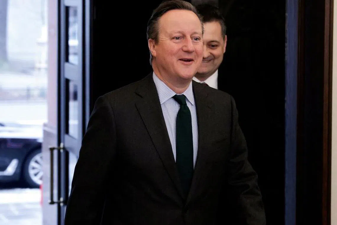 British Foreign Secretary David Cameron walks on the day of his meeting with Polish Foreign Minister Radoslaw Sikorski, in Warsaw, Poland, February 15, 2024. Dawid Zuchowicz/Agencja Wyborcza.pl via REUTERS