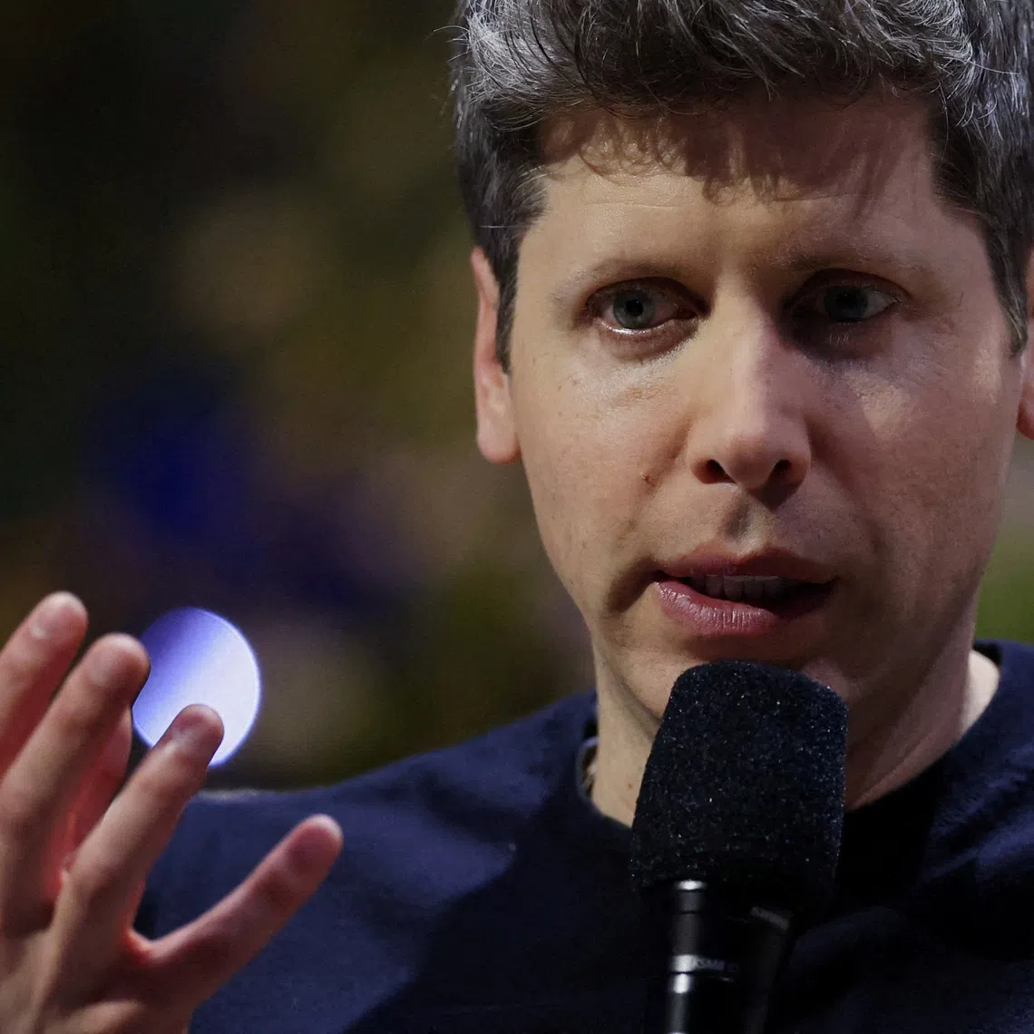 FILE PHOTO: OpenAI CEO Sam Altman speaks at Dreamforce 2026 summit in San Francisco, California, U.S., September 15, 2026. REUTERS/Carlos Barria/File Photo