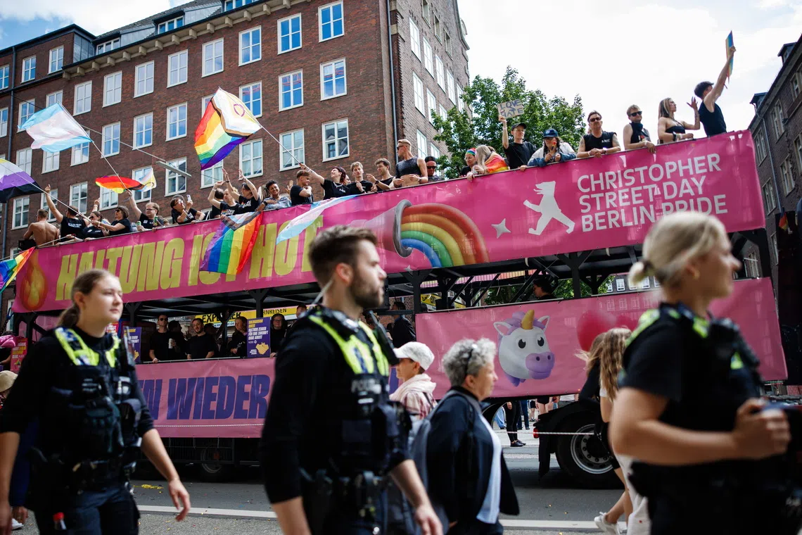 Some 300,000 people took part in a Pride march in Hamburg in Germany on Aug 1.
