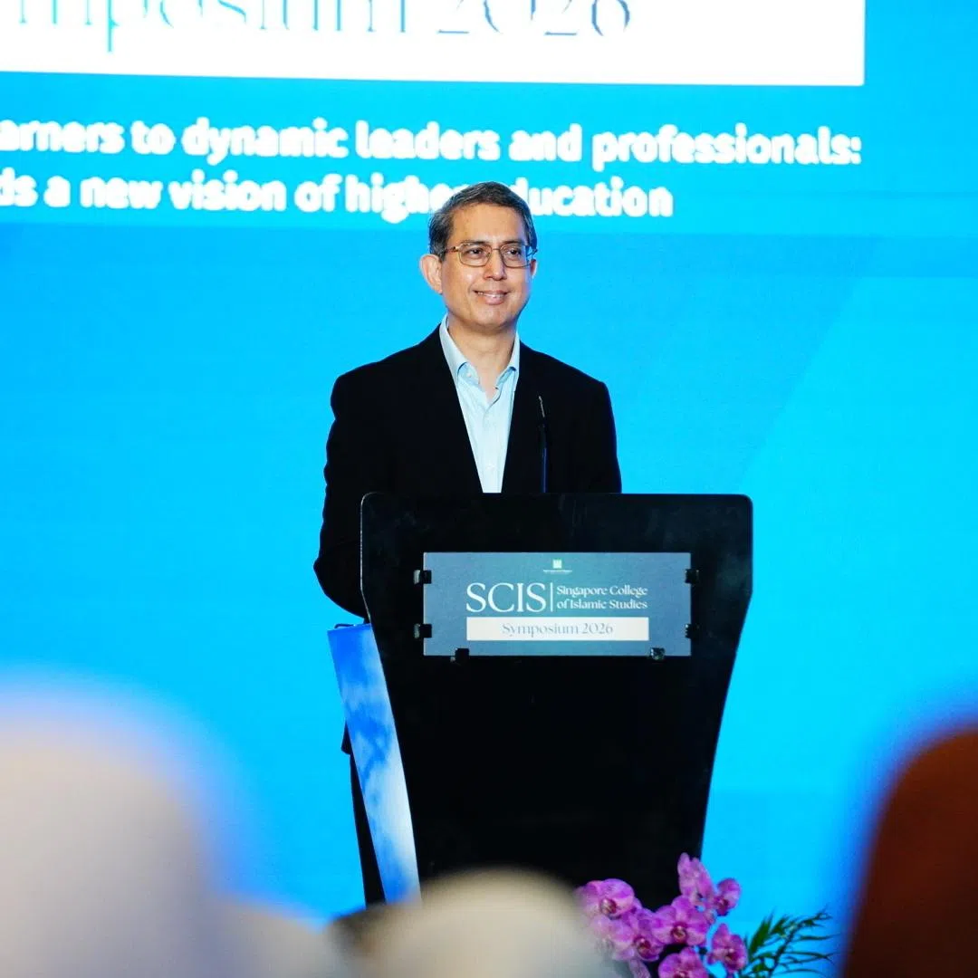 Acting Minister-in-charge of Muslim Affairs Faishal Ibrahim speaking at the Singapore College of Islamic Studies' inaugural symposium on Jan 27.