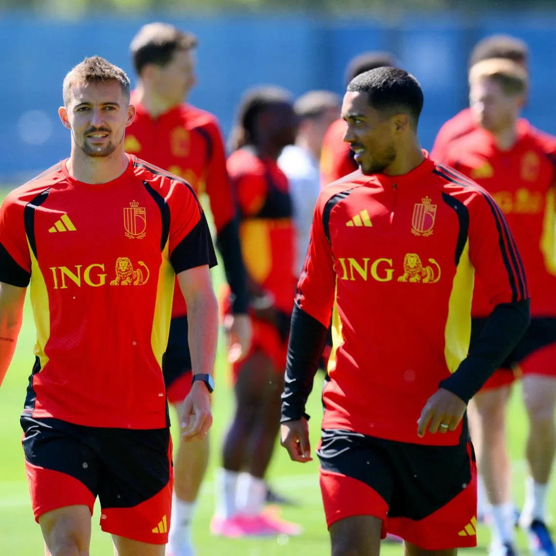 Soccer Football - FIFA World Cup 2026 - Belgium Training - Seattle Sounders FC Performance Centre and Clubhouse, Renton, Washington, U.S. - June 11, 2026 Belgium's Youri Tielemans and Timothy Castagne during training IMAGN IMAGES via Reuters/Steven Bisig