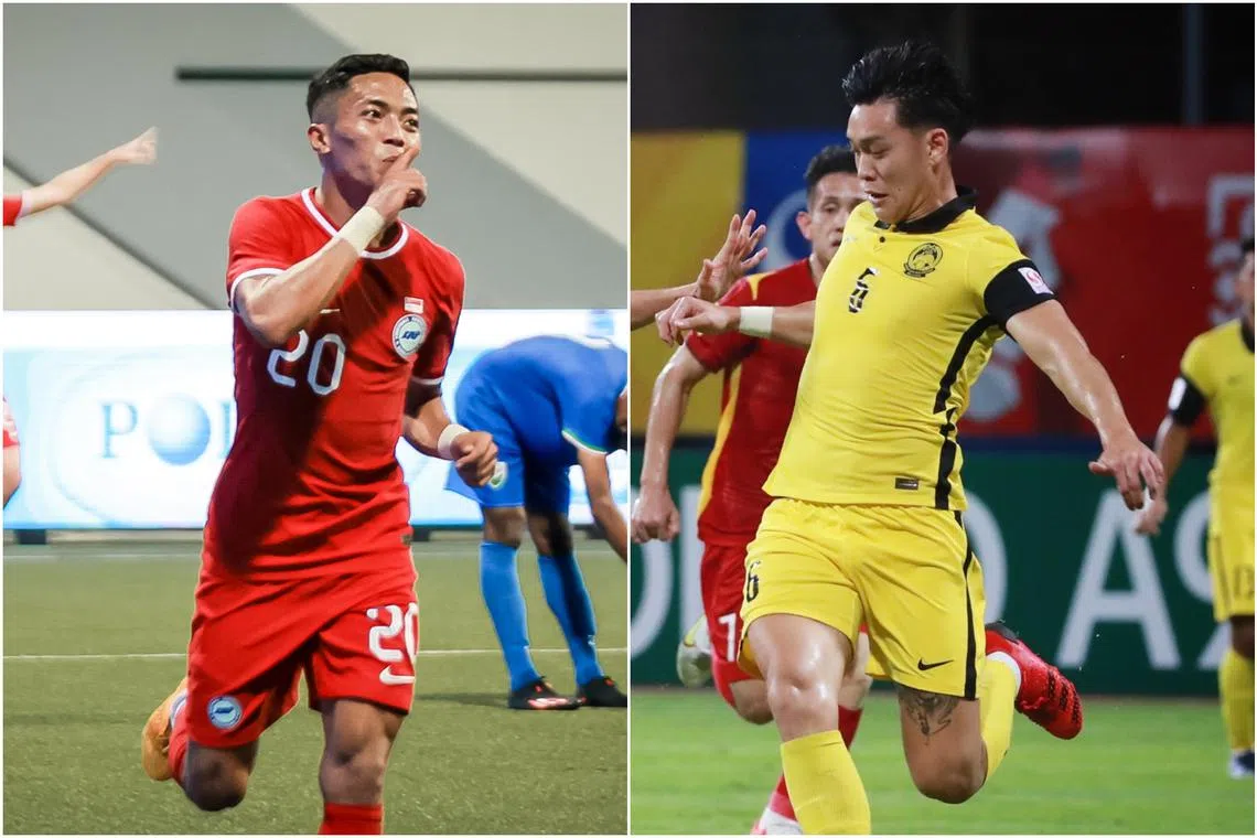 Singapore's Shawal Anuar (left) and Malaysia's Dominic Tan.