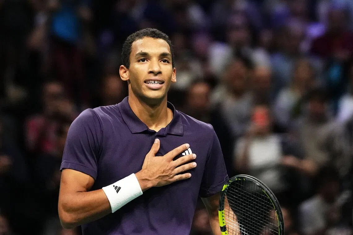 Canada's Felix Auger-Aliassime celebrates his win over Kazakhstan's Alexander Bublik.