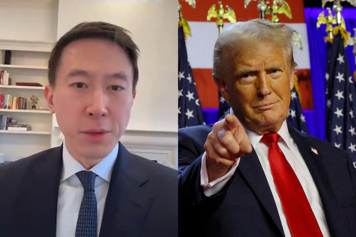 TikTok chief executive officer Chew Shou Zi (left) thanked incoming US president Donald Trump for his support, in a video on the Chinese-owned app.