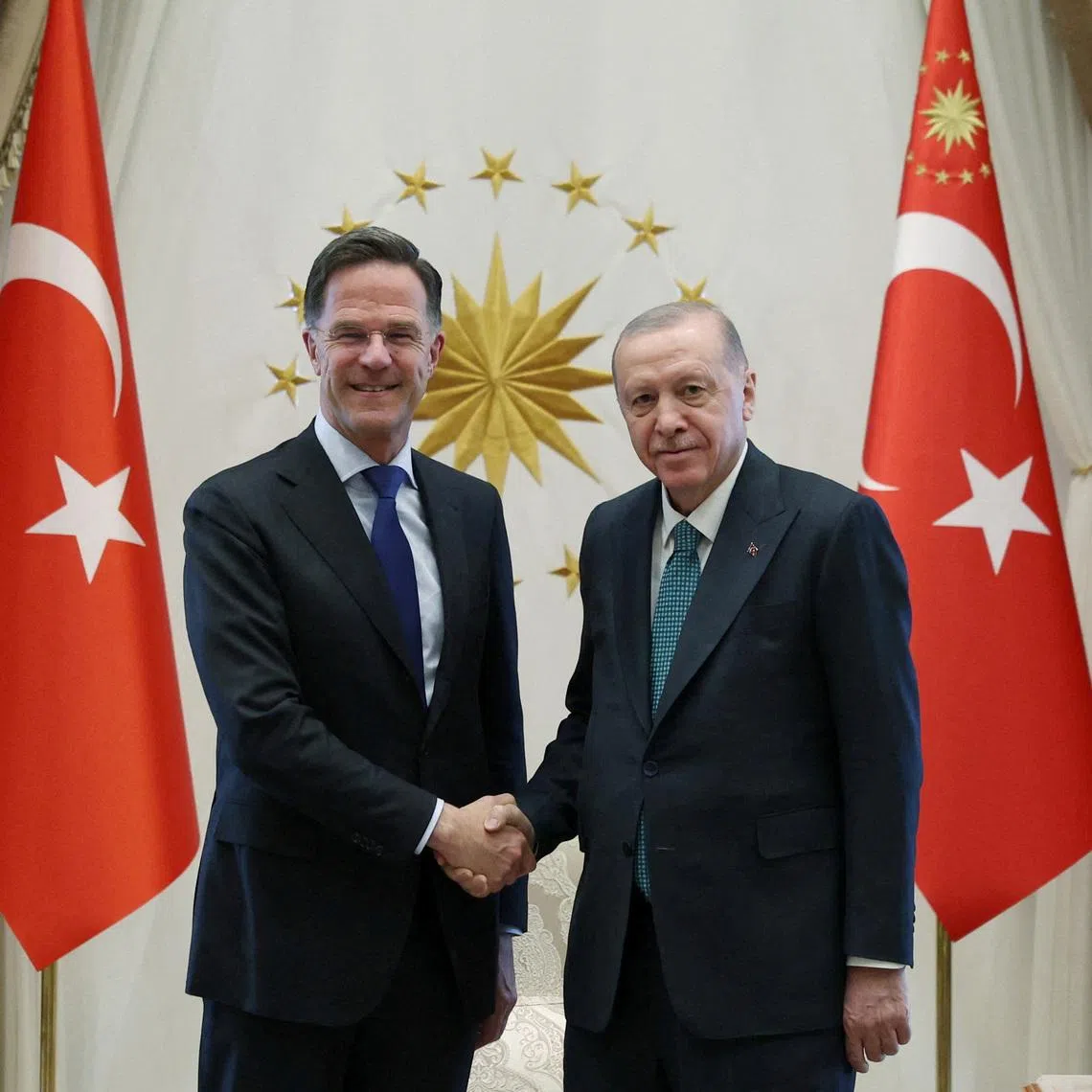 Turkey’s President Tayyip Erdogan meets with NATO Secretary General Mark Rutte in Ankara, Turkey, April 22, 2026. Murat Kula/Turkish Presidential Press Office/Handout via REUTERS