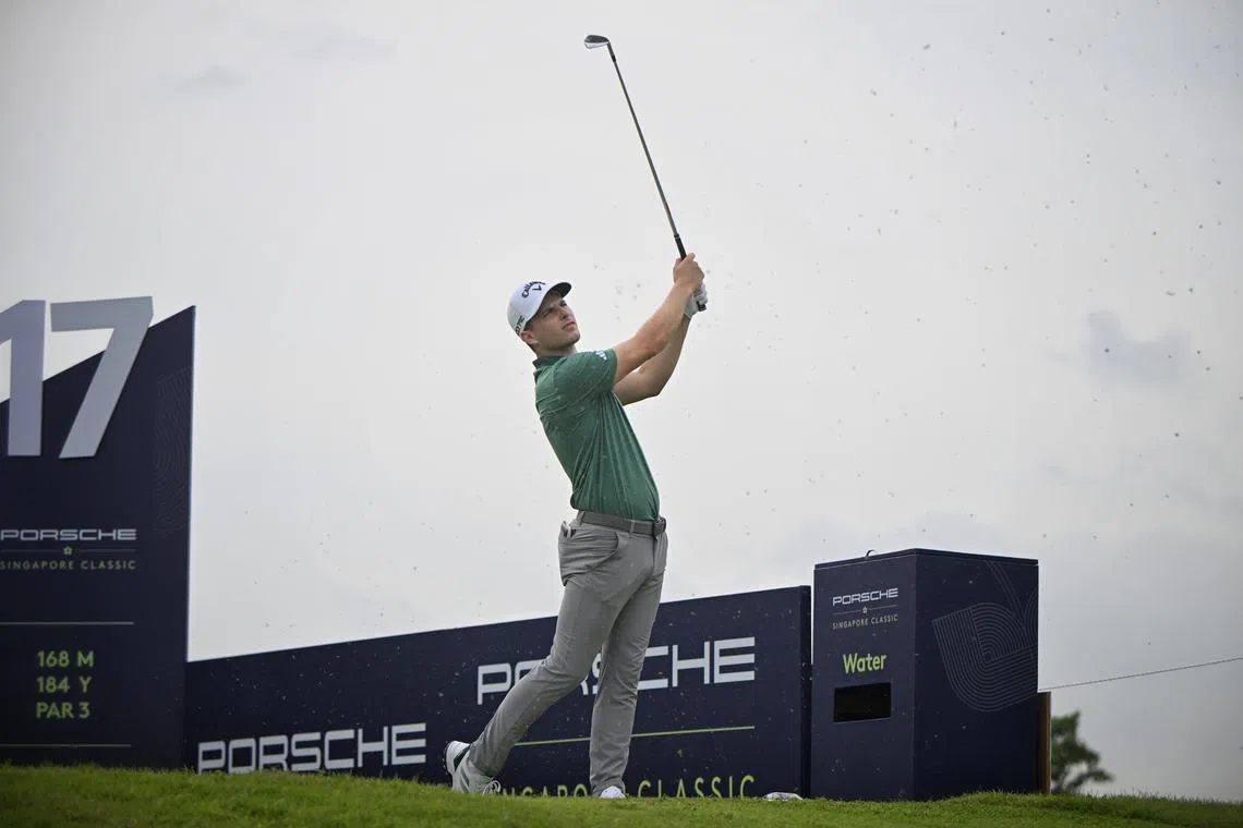 ST20250321_202515200692/kkgolf21/Shintaro Tay/Kimberly Kwek/

The first round of the Porsche Singapore Classic is set to commence after it was postponed by a day owing to heavy rains amid a monsoon surge at the Laguna National Golf Resort Club on March 21, 2025.
