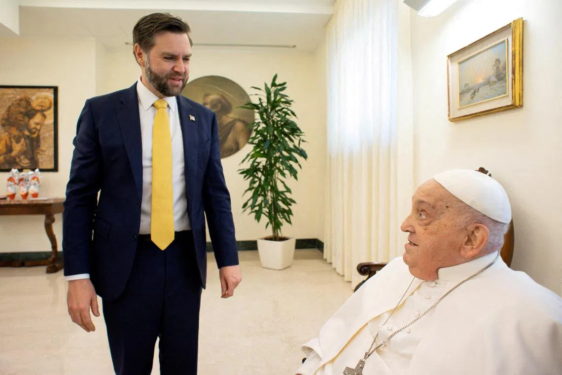 US Vice-President JD Vance meeting Pope Francis on April 20 at the Vatican, a day before the 88-year-old pontiff's death.