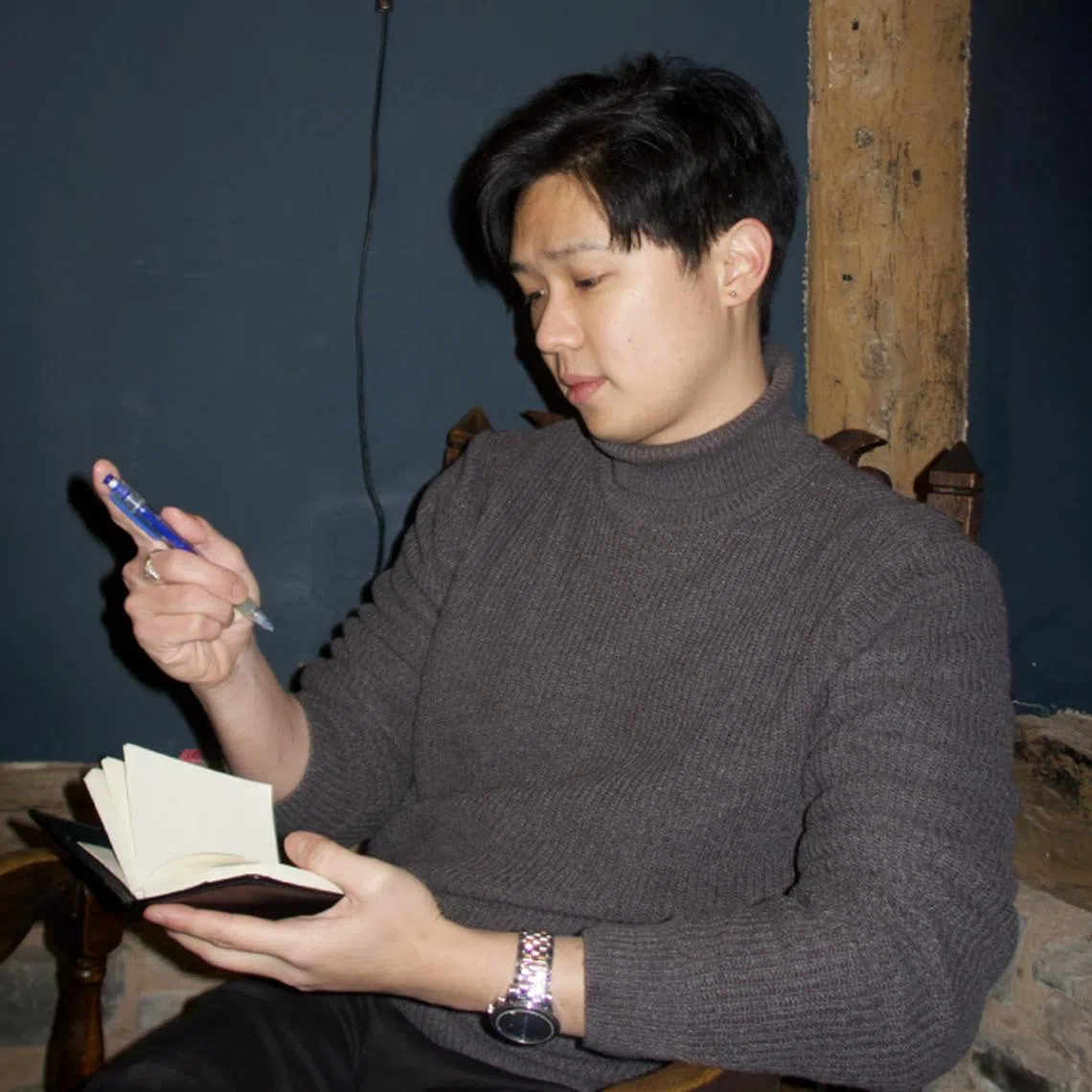 Chen Xi makes time to reflect after reading and enjoys sketching in his free time over the weekends.