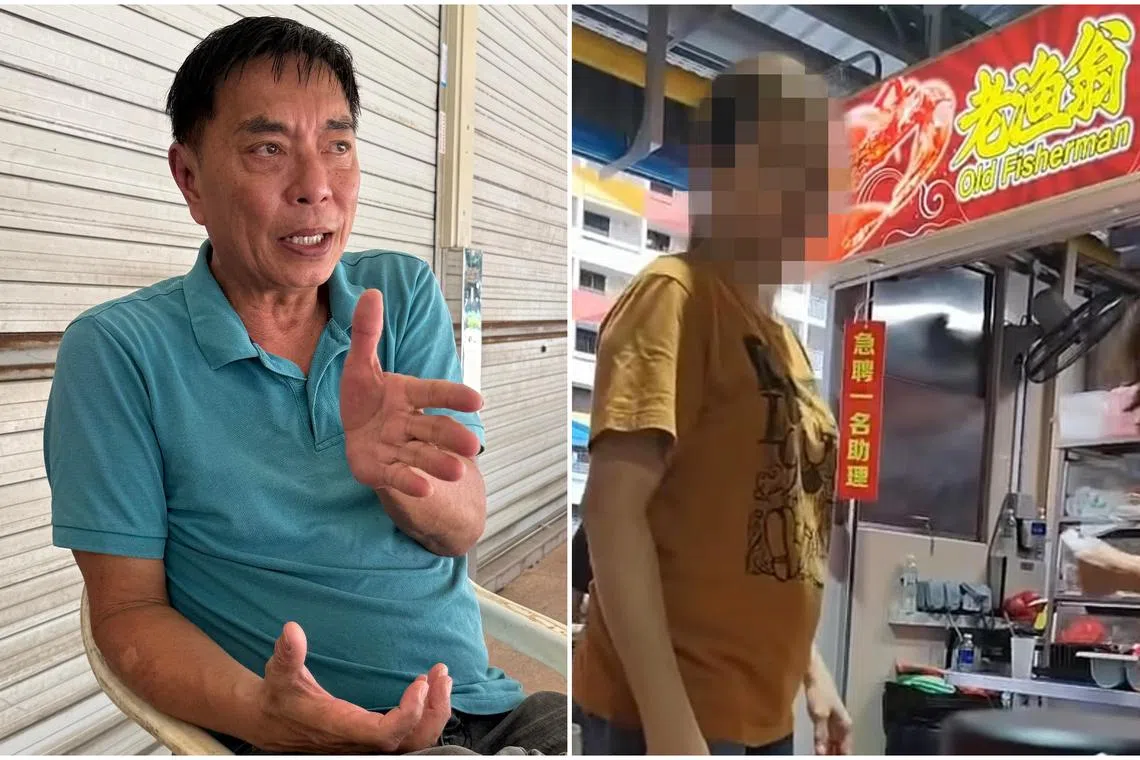 Former actor Huang Yiliang says he will continue running his stall even if his stall assistant quits.