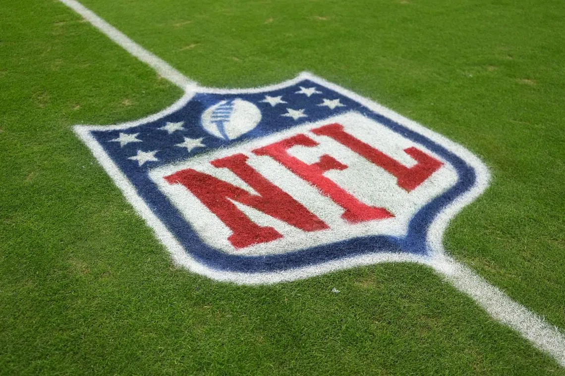 FILE PHOTO: Nov 23, 2025; Paradise, Nevada, USA; The NFL shield logo on the field at Allegiant Stadium. Kirby Lee-Imagn Images/ File Photo