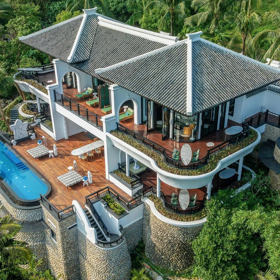 InterContinental Danang Sun Peninsula Resort - Jungle aerial villa view.