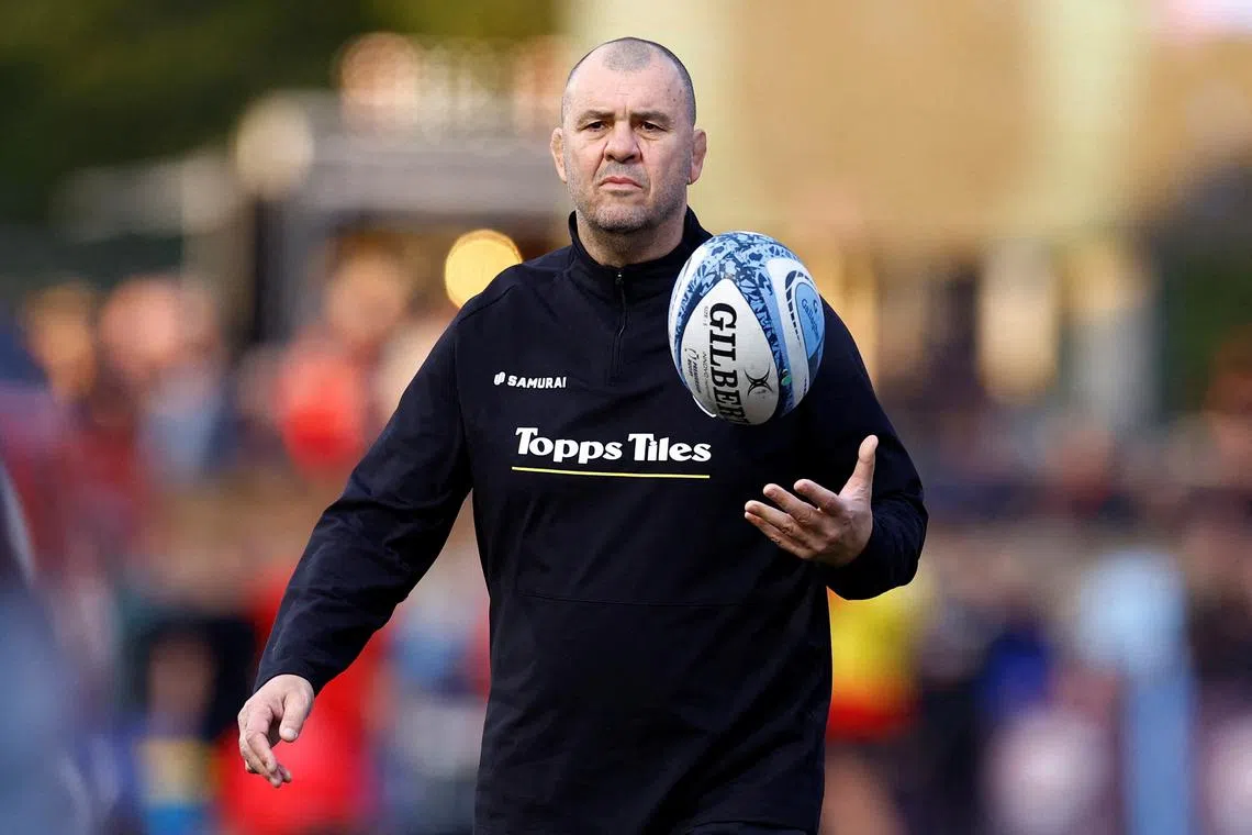 FILE PHOTO: Rugby Union - Premiership - Saracens v Leicester Tigers - StoneX Stadium, London, Britain - October 26, 2024 Leicester Tigers head coach Michael Cheika before the match Action Images/Peter Cziborra/File Photo