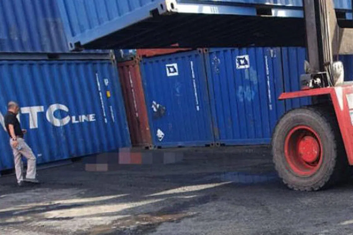 Mr Arumugam Ganesan had driven a stacker while concurrently lowering a container at a depot in Pioneer Crescent, on Oct 1, 2021..