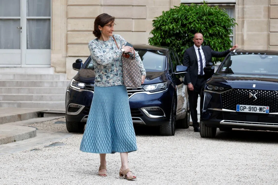 FILE PHOTO: French Sports, Olympic and Paralympic Games Minister Amelie Oudea-Castera leaves following the weekly cabinet meeting at the Elysee Palace in Paris, France, July 3, 2024. REUTERS/Benoit Tessier/File photo
