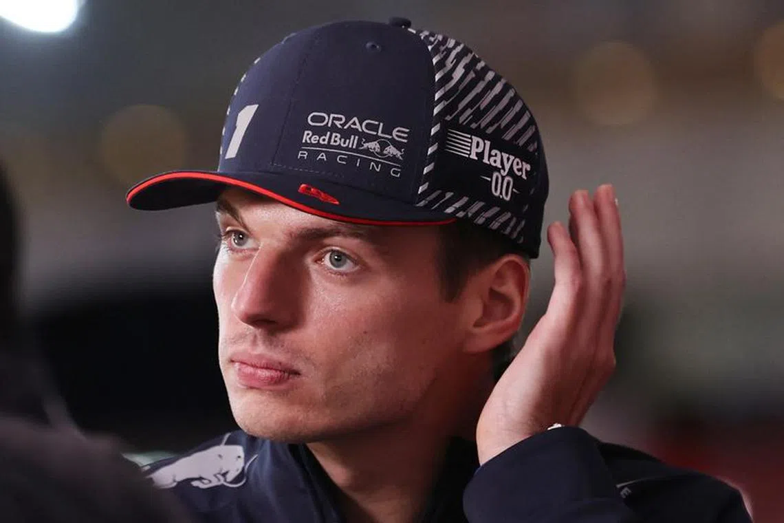 Formula One F1 - Las Vegas Grand Prix - Las Vegas Strip Circuit, Las Vegas, Nevada, U.S. - November 15, 2023 Red Bull's Max Verstappen talks to the media ahead of the Las Vegas Grand Prix REUTERS/Mike Blake