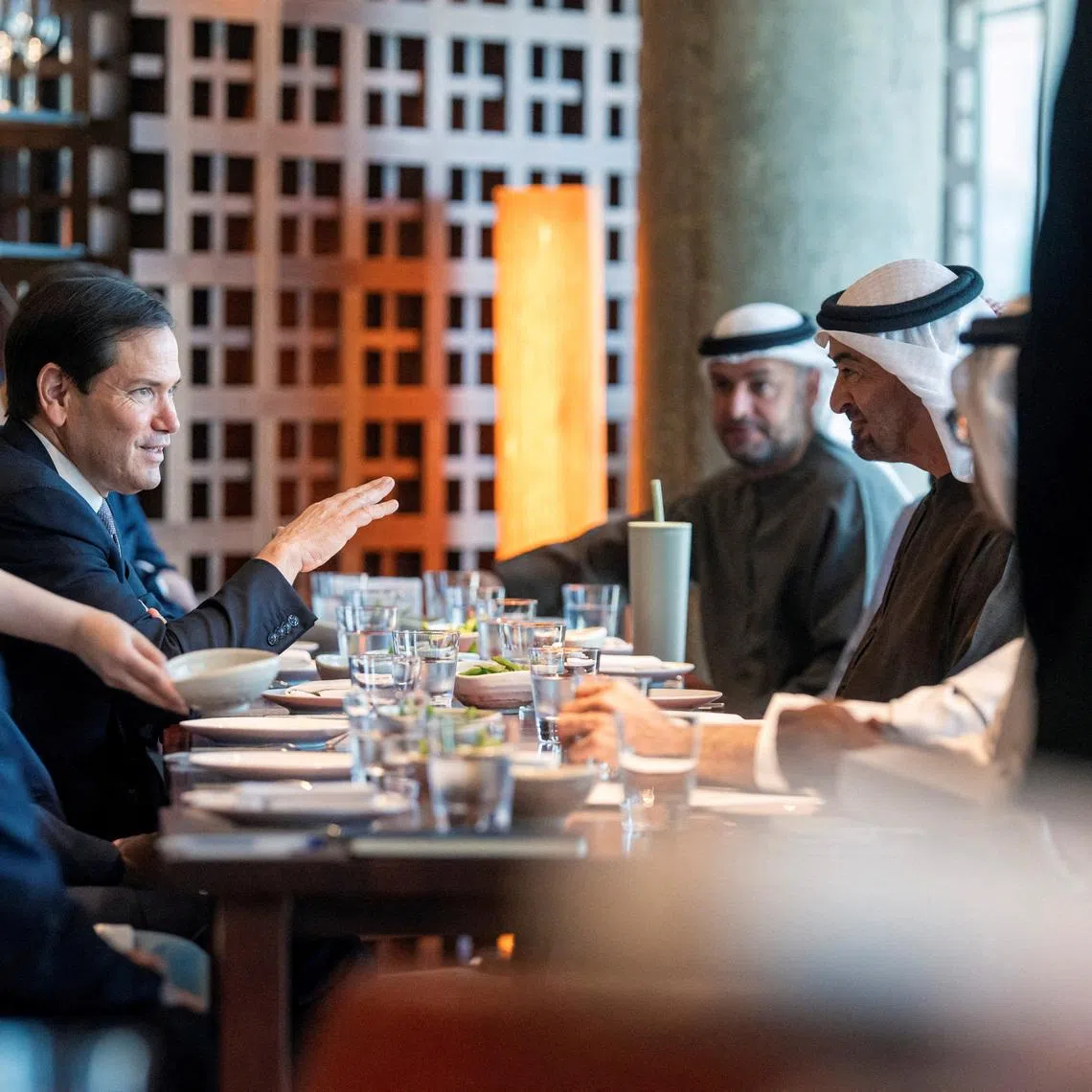 US Secretary of State Marco Rubio meets with United Arab Emirates President Sheikh Mohammed bin Zayed Al Nahyan.