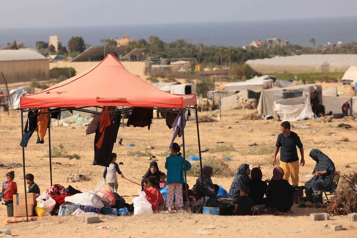 Makeshift shelters in Khan Yunis in the southern Gaza Strip.