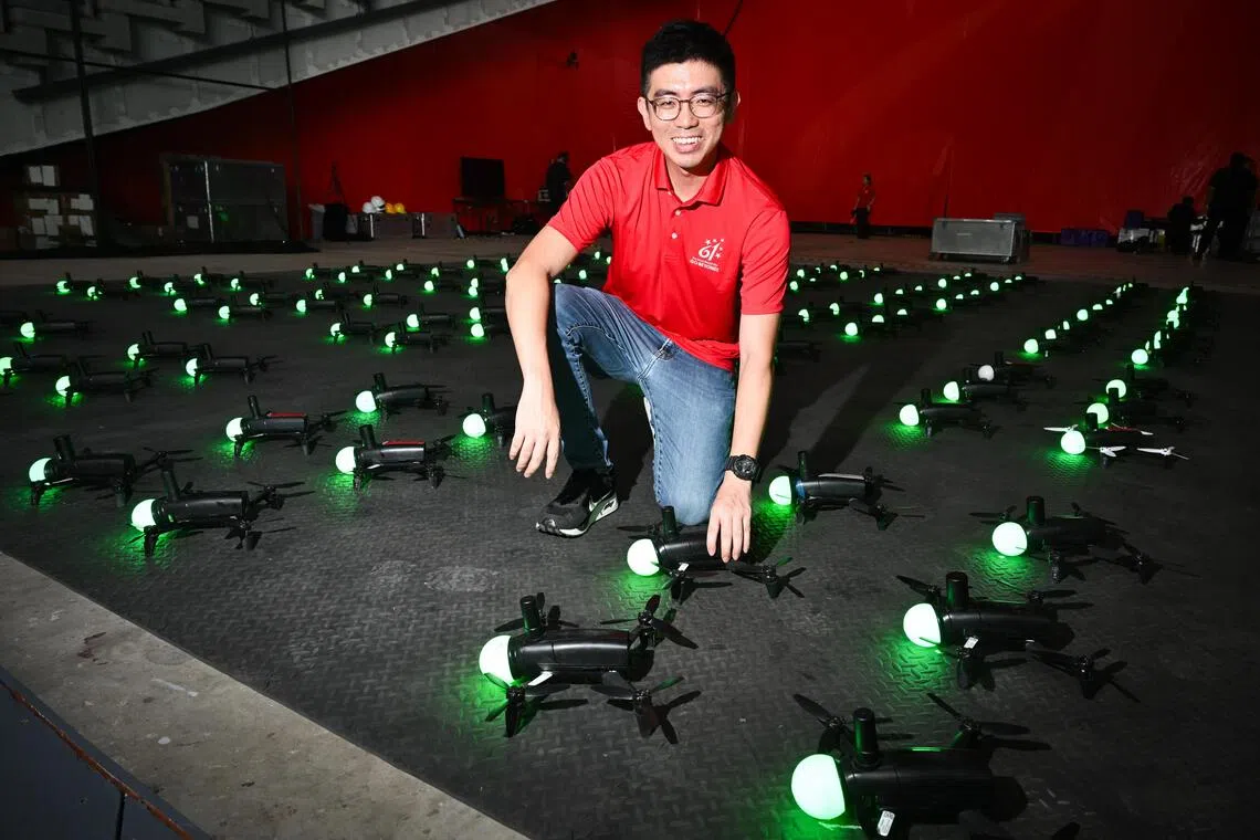 Kwek Qing Wei said that there will be 12 drones as back-ups on Aug 9.
