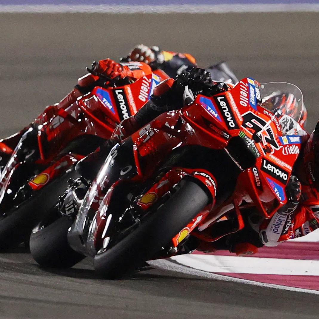 MotoGP - Qatar Grand Prix - Lusail International Circuit, Doha, Qatar - April 13, 2025 Ducati Lenovo Team's Francesco Bagnaia in action REUTERS/Ibraheem Al Omari