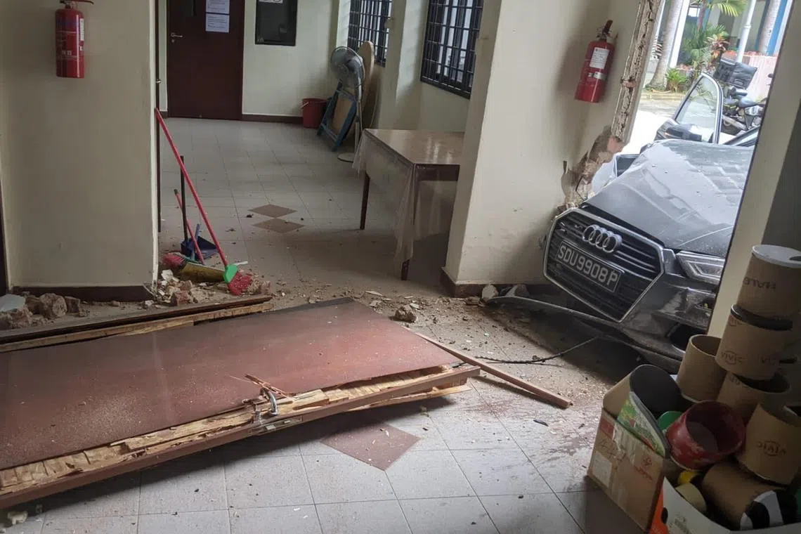 It is believed the car crashed into a side door and not the main entrance of the premises.
