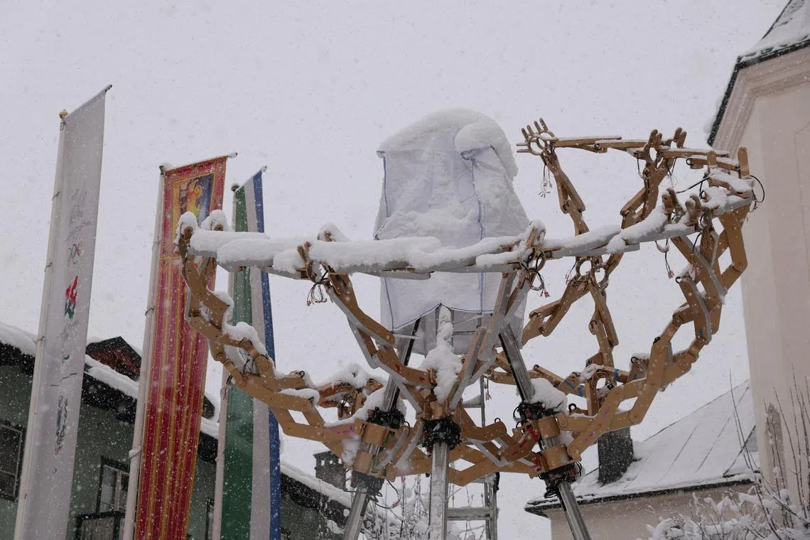 FILE PHOTO: Milano Cortina 2026 Winter Olympics - Previews - Cortina d'Ampezzo, Italy - January 25, 2026 General view of the Milano Cortina 2026 Winter Olympics cauldron in Cortina d'Ampezzo REUTERS/Claudia Greco/File Photo