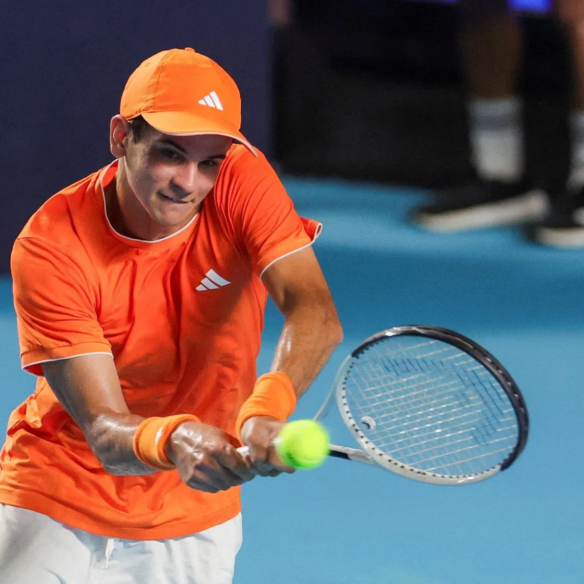FILE PHOTO: Tennis - Mexican Open - Arena GNP Seguros, Acapulco, Mexico - February 23, 2026 Spain's Rafael Jodar in action against Britain's Cameron Norrie. REUTERS/Henry Romero/File Photo