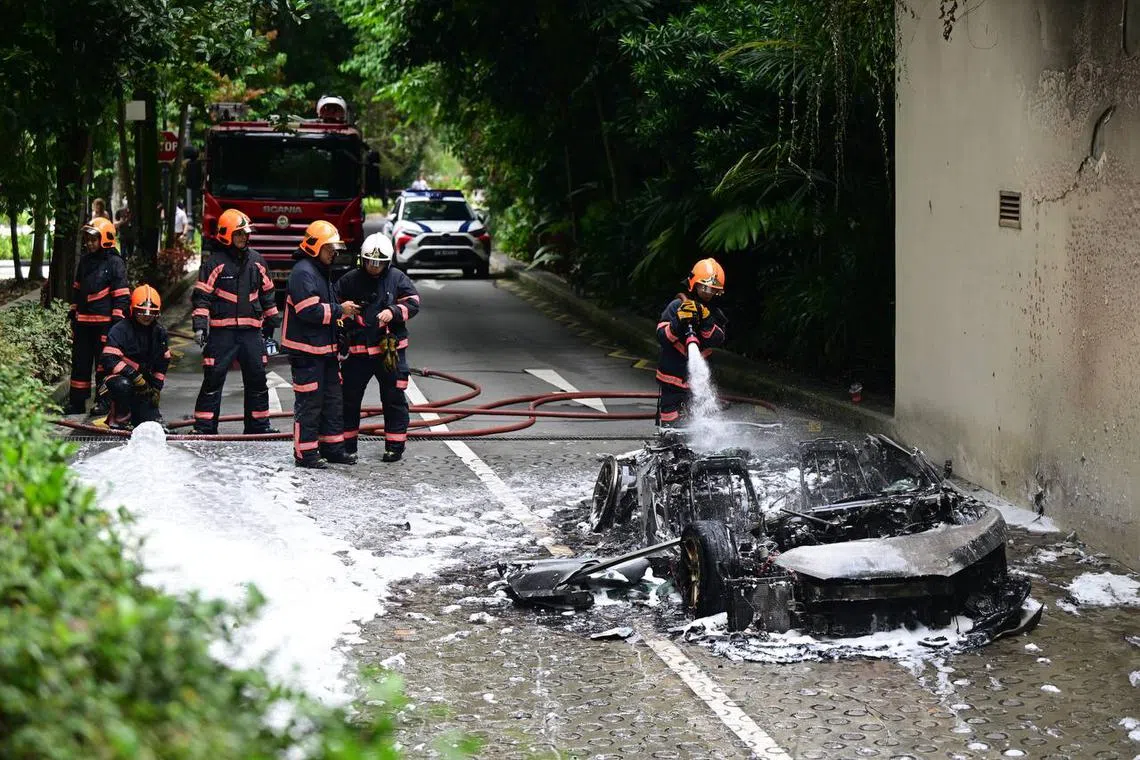 The fire was extinguished by SCDF officers using a water jet and a compressed air foam jet.
