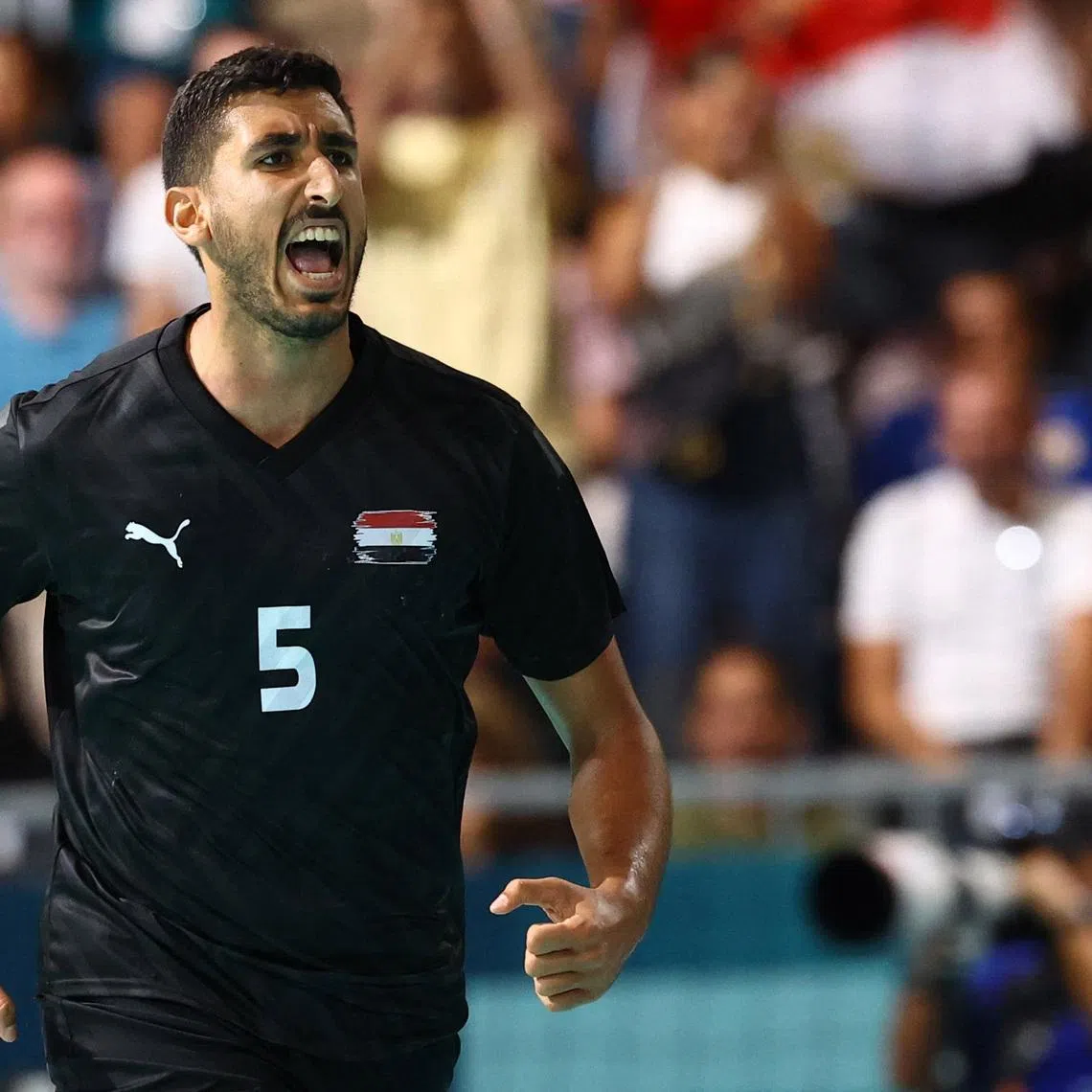 FILE PHOTO: Paris 2024 Olympics - Handball - Men's Preliminary Round Group B - Norway vs Egypt - South Paris Arena 6, Paris, France - August 02, 2024. Yahia Omar of Egypt reacts. REUTERS/Bernadett Szabo/File Photo