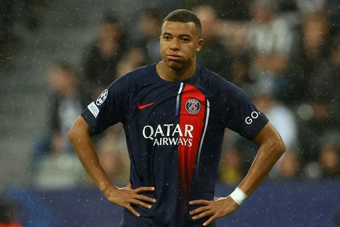 Soccer Football - Champions League - Group F - Newcastle United v Paris St Germain - St James' Park, Newcastle, Britain - October 4, 2023 Paris St Germain's Kylian Mbappe reacts REUTERS/Carl Recine/File Photo