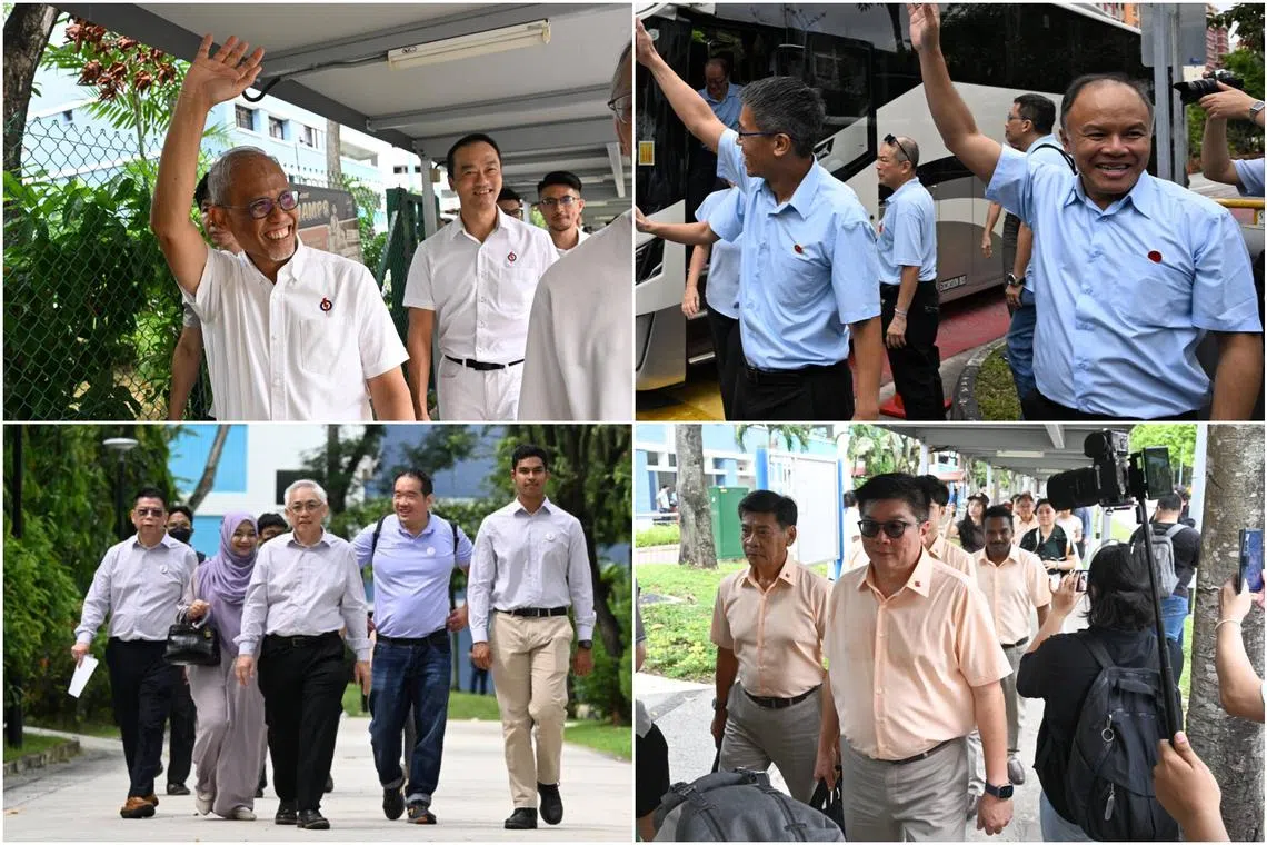 Tampines GRC looks set to be contested by (clockwise from top left) the incumbent PAP team, and teams from WP, NSP and PPP.