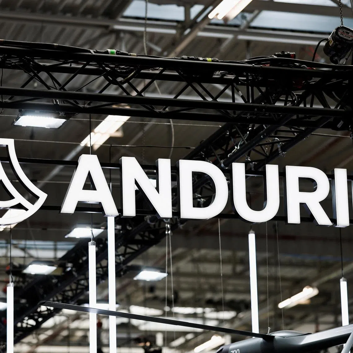 An Anduril Industries logo is seen at the 55th International Paris Airshow at Le Bourget Airport near Paris, France, June 17, 2025. REUTERS/Benoit Tessier
