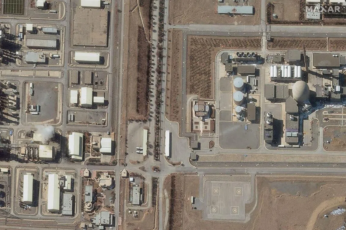 A February 2025 Maxar satellite image showing the Arak heavy-water research reactor on the outskirts of the Iranian village of Khondab, south of Tehran.