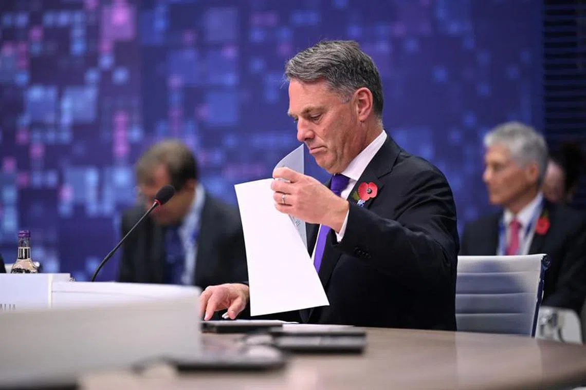 FILE PHOTO: Australia's Deputy Prime Minister and Minister of Defence Richard Marles attends the second day of the UK Artificial Intelligence (AI) Safety Summit at Bletchley Park, Britain, November 2, 2023. Leon Neal/Pool via REUTERS/File Photo