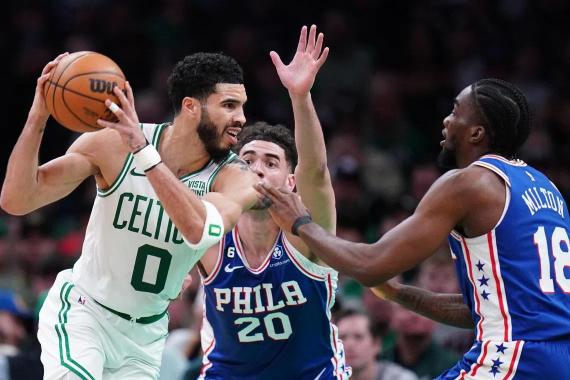 Jayson Tatum had a quiet night with just 12 points, eight rebounds and nine assists but the Boston Celtics still won 106-99 over the Philadelphia 76ers.