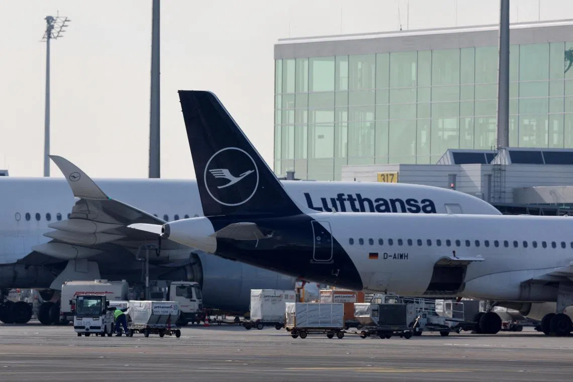 More than half of 1,074 planned takeoffs and landings have been cancelled at Frankfurt airport.