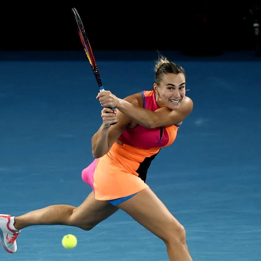 Aryna Sabalenka (left) will play familiar rival Elena Rybakina next.