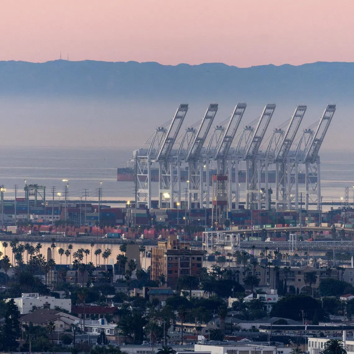 Pacific Container Terminal is shown in Long Beach, as seen from Signal Hill, California, U.S., January 14, 2026.  REUTERS/Mike Blake