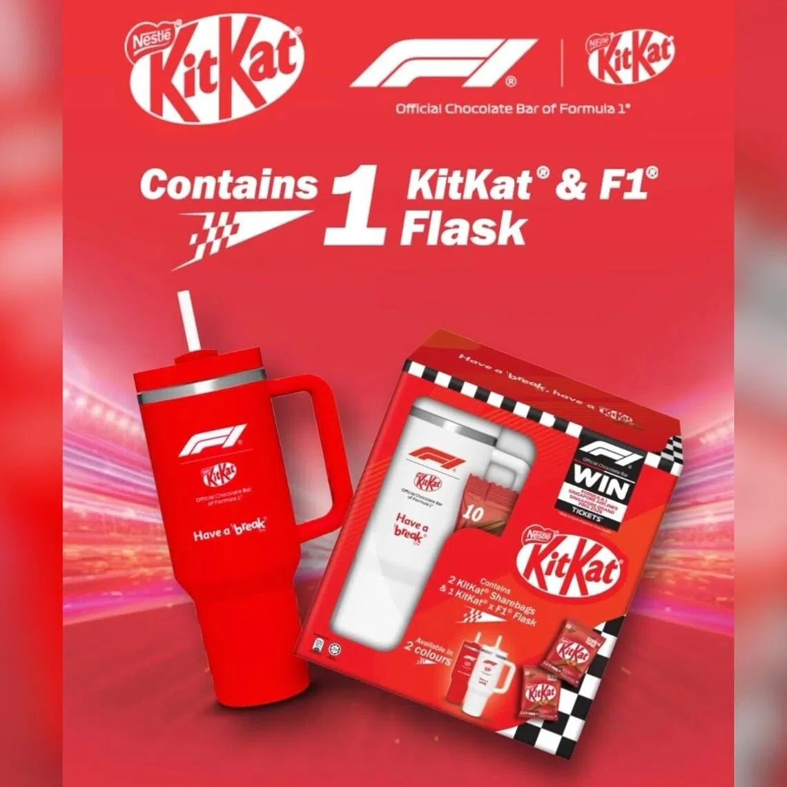 The KitKat packs released in collaboration with F1 is priced at $29.95 each. 
