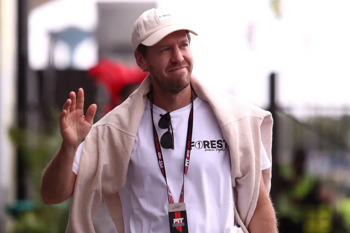 Formula One F1 - Sao Paulo Grand Prix - Autodromo Jose Carlos Pace, Sao Paulo, Brazil - November 6, 2025 Former F1 driver Sebastian Vettel arrives ahead of the Sao Paulo Grand Prix REUTERS/Jean Carniel