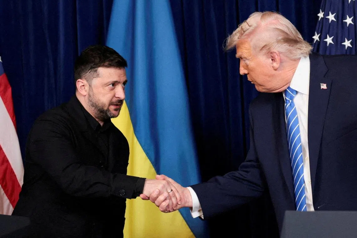 Ukraine's Zelenskiy arrives for Davos talks with Trump