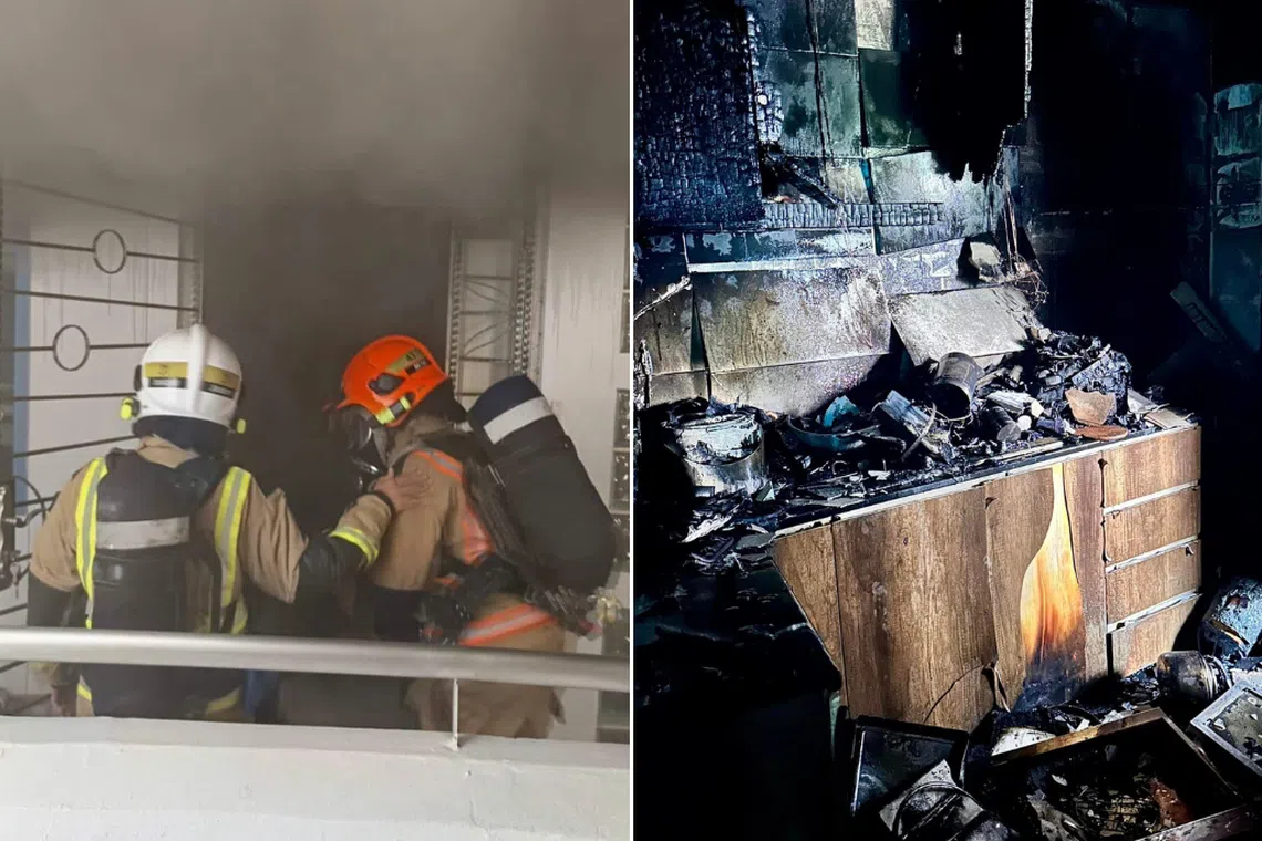 One person was rescued from the unit and taken to hospital to be assessed for smoke inhalation. 