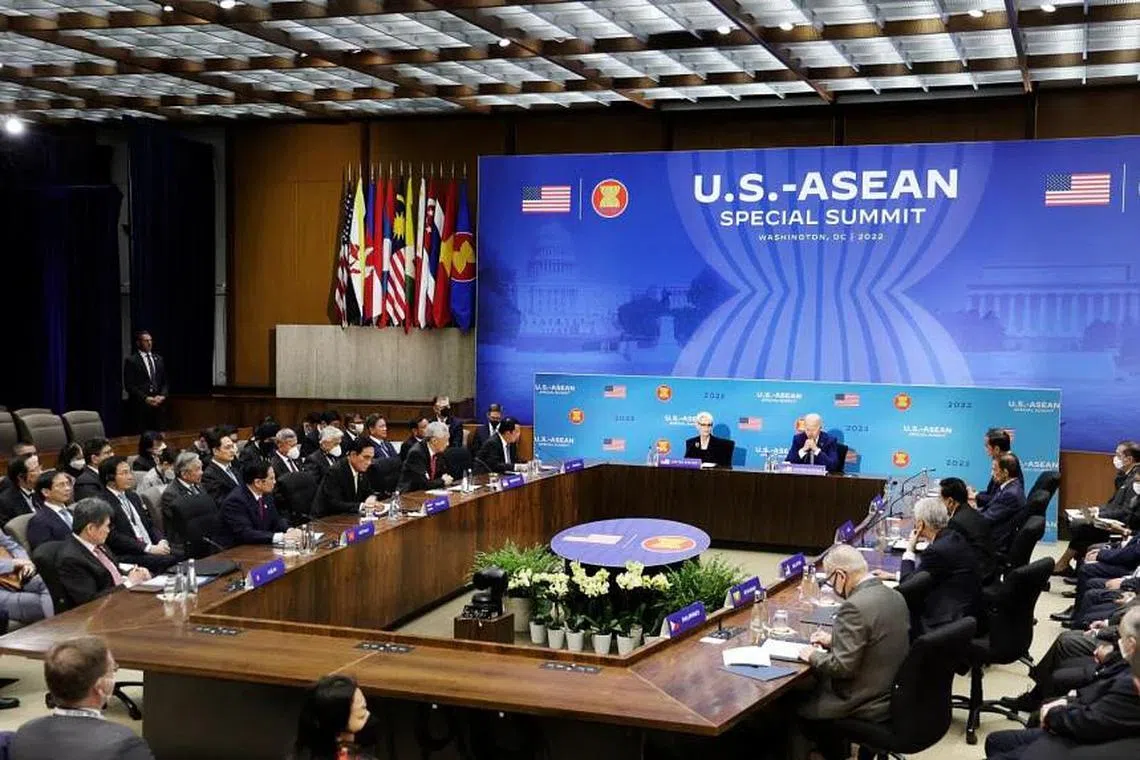 Asean leaders at the plenary session with US President Joe Biden in Washington during the US-Asean special summit on May 14, 2022.